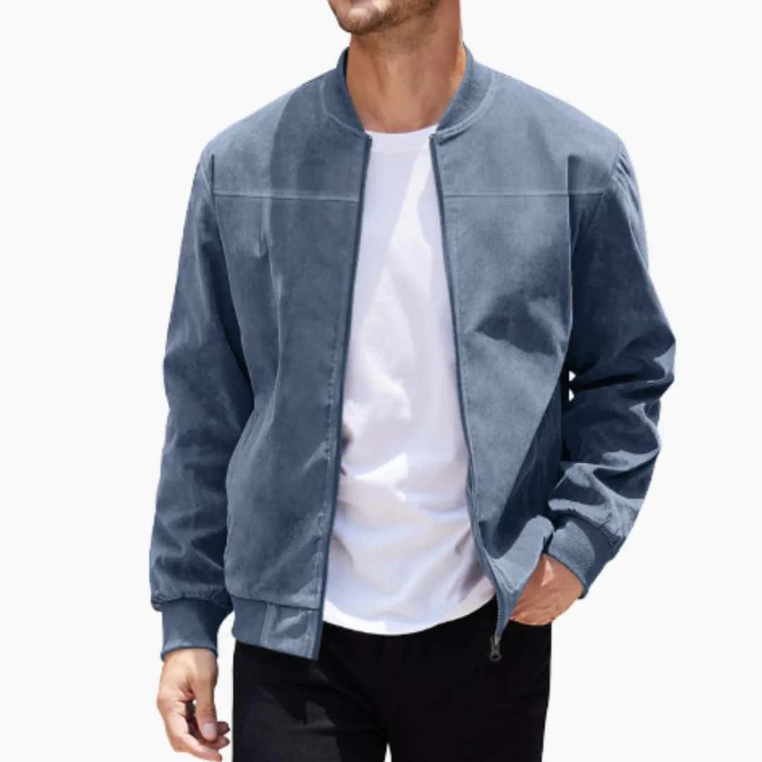 Bomber jacke für Herren mit geripptem Kragen und Reißverschluss - Image 2