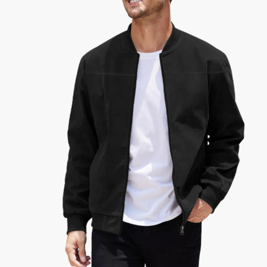 Bomber jacke für Herren mit geripptem Kragen und Reißverschluss - Image 5