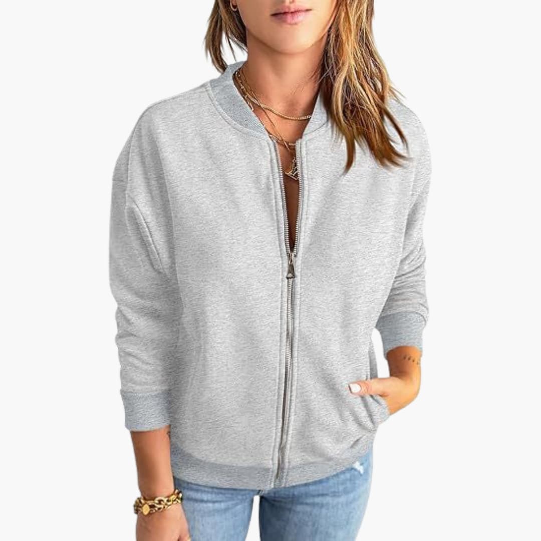Bomber Übergangsjacke mit Reißverschluss für Damen - Image 4