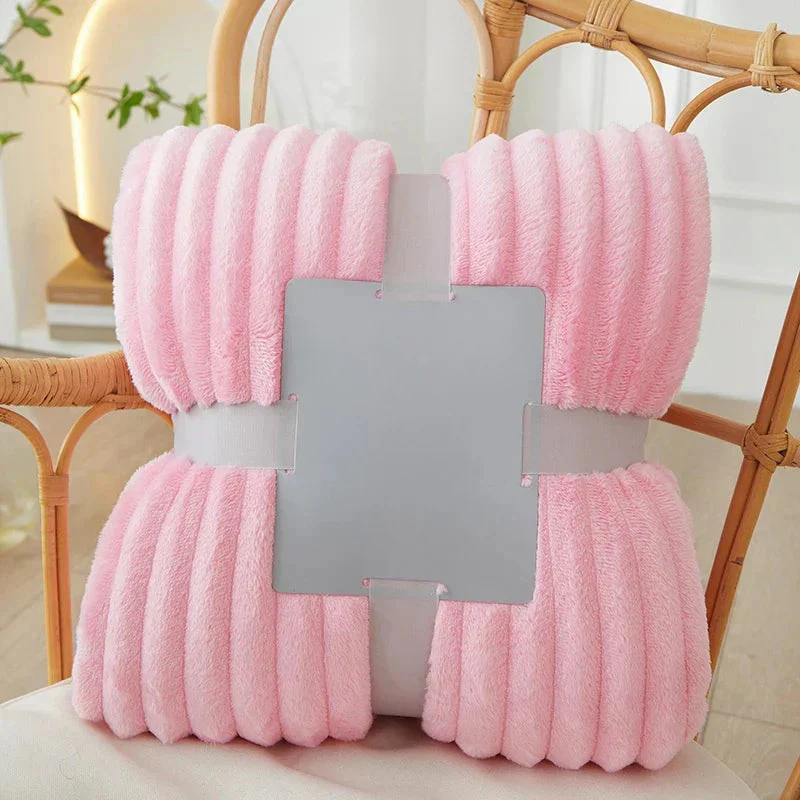 Breit gestreifte Flanell-Fleecedecke – warm für Herbst und Winter, ideal als Bettdecke oder Kuscheldecke - Image 10