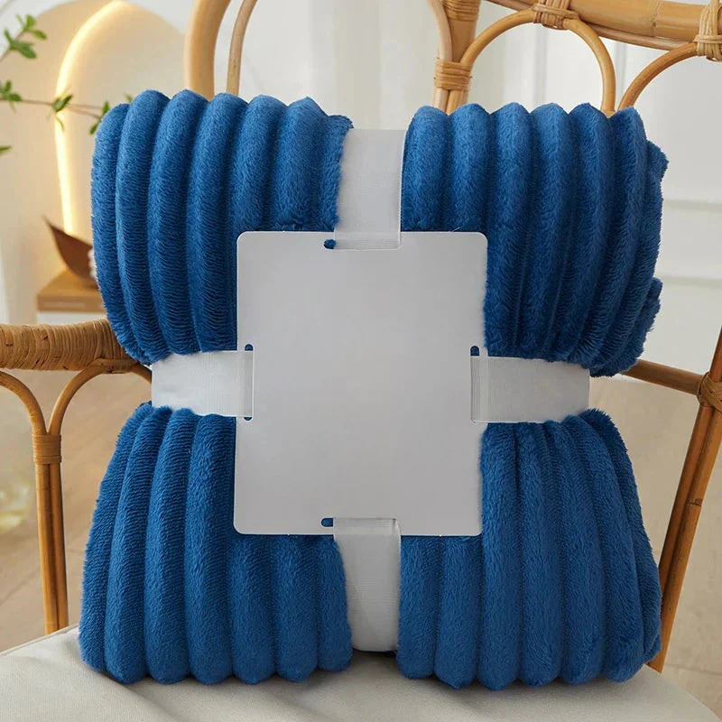 Breit gestreifte Flanell-Fleecedecke – warm für Herbst und Winter, ideal als Bettdecke oder Kuscheldecke - Image 11