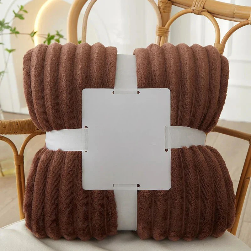 Breit gestreifte Flanell-Fleecedecke – warm für Herbst und Winter, ideal als Bettdecke oder Kuscheldecke - Image 4