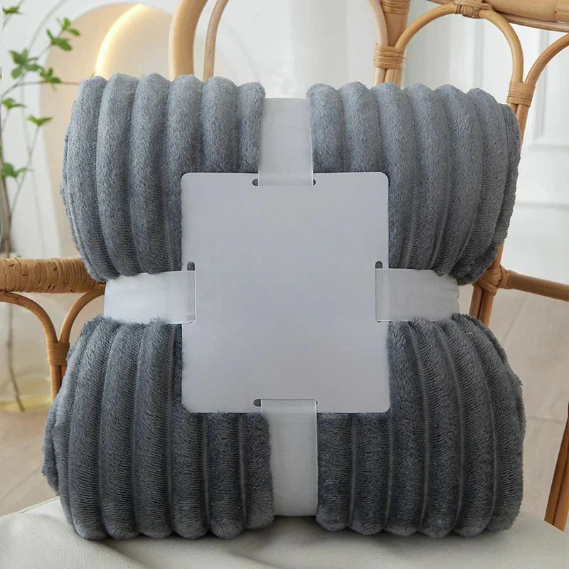 Breit gestreifte Flanell-Fleecedecke – warm für Herbst und Winter, ideal als Bettdecke oder Kuscheldecke - Image 5