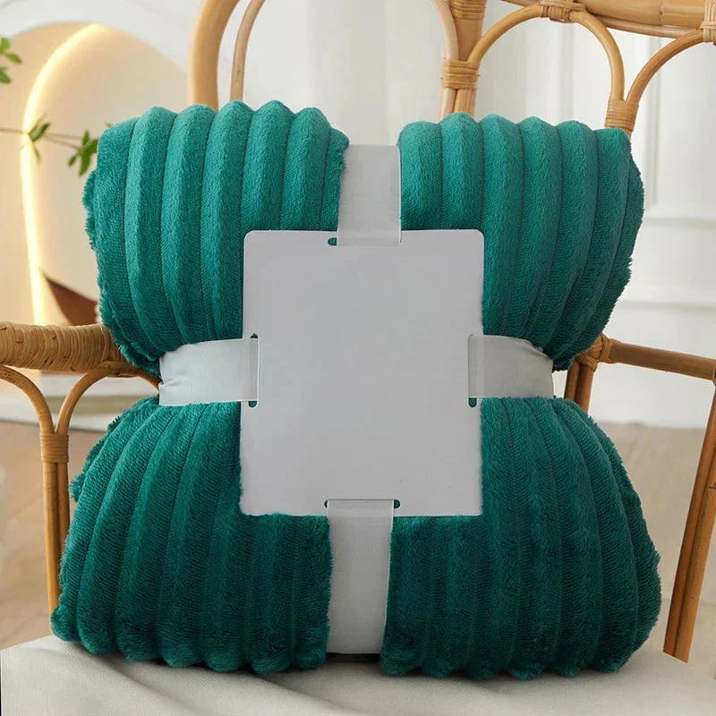 Breit gestreifte Flanell-Fleecedecke – warm für Herbst und Winter, ideal als Bettdecke oder Kuscheldecke - Image 6