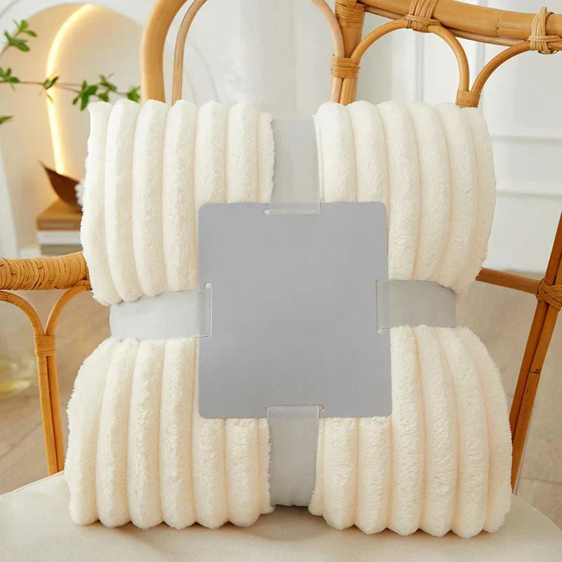 Breit gestreifte Flanell-Fleecedecke – warm für Herbst und Winter, ideal als Bettdecke oder Kuscheldecke - Image 7