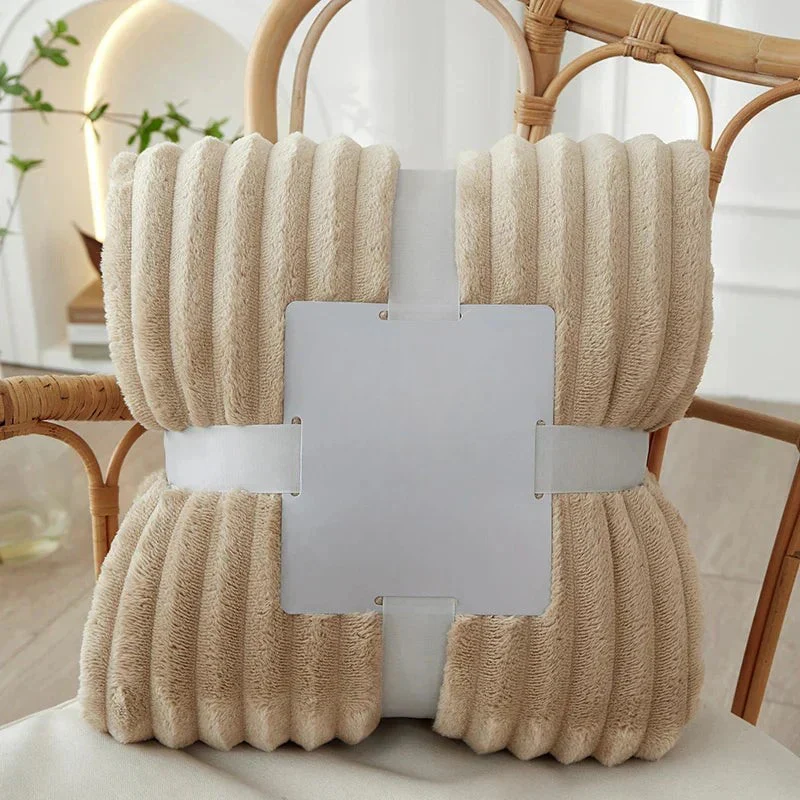 Breit gestreifte Flanell-Fleecedecke – warm für Herbst und Winter, ideal als Bettdecke oder Kuscheldecke - Image 8