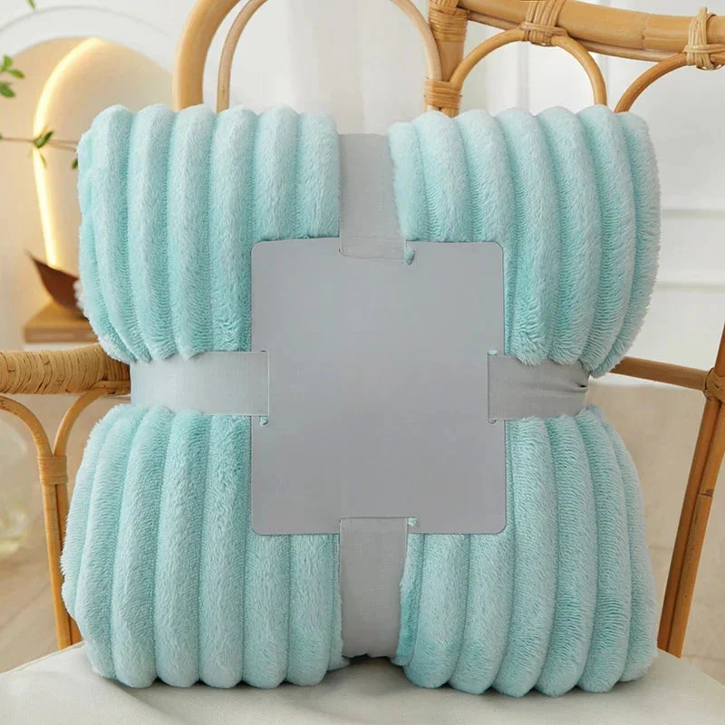 Breit gestreifte Flanell-Fleecedecke – warm für Herbst und Winter, ideal als Bettdecke oder Kuscheldecke - Image 9
