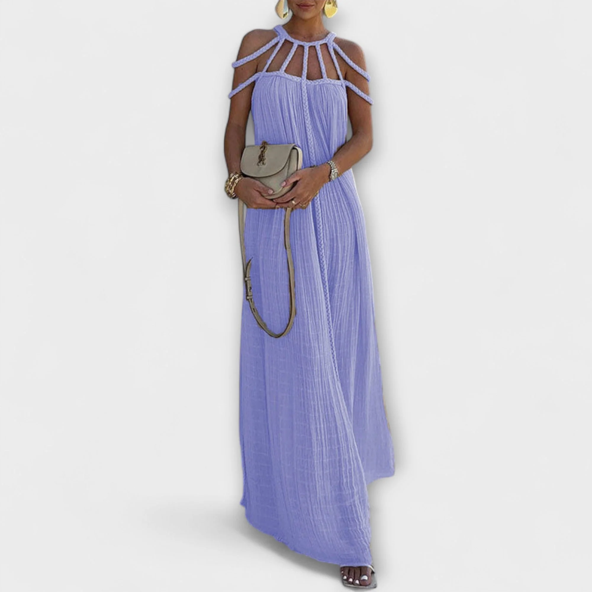 Brinaya – Maxikleid aus Leinenmischung mit geflochtenem Dekolleté - Image 3