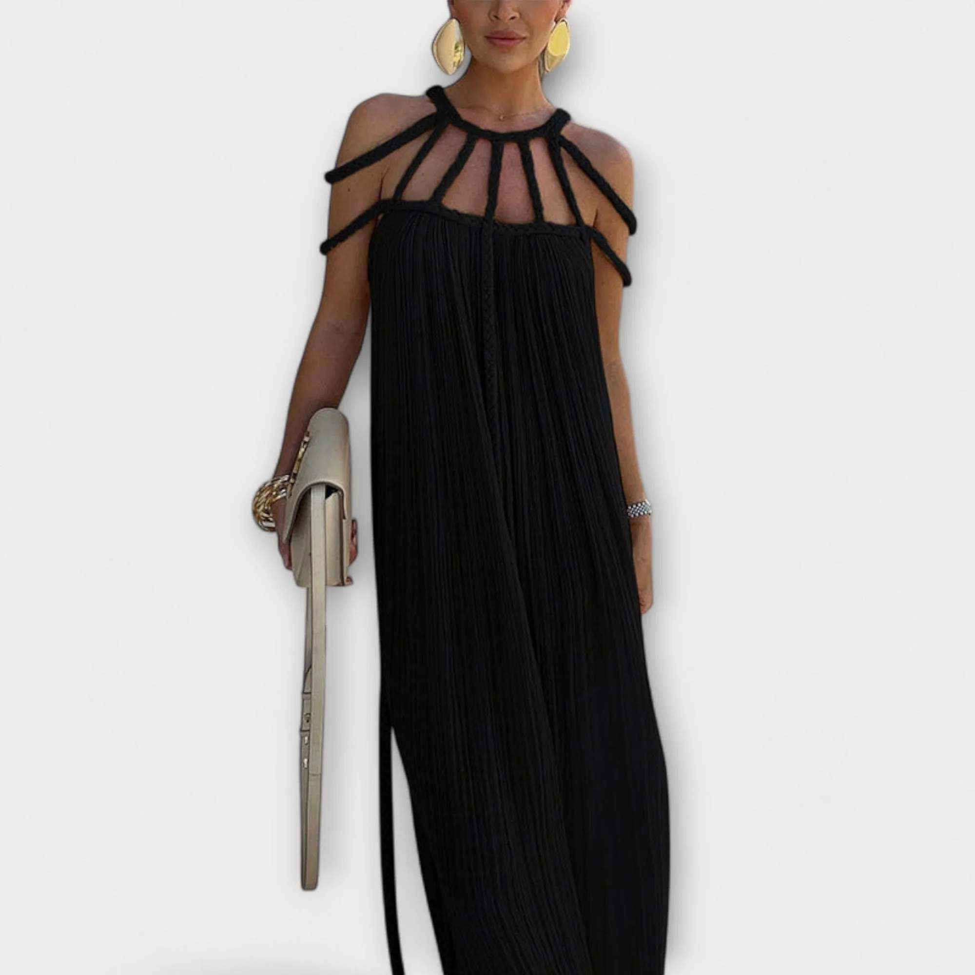 Brinaya – Maxikleid aus Leinenmischung mit geflochtenem Dekolleté - Image 4