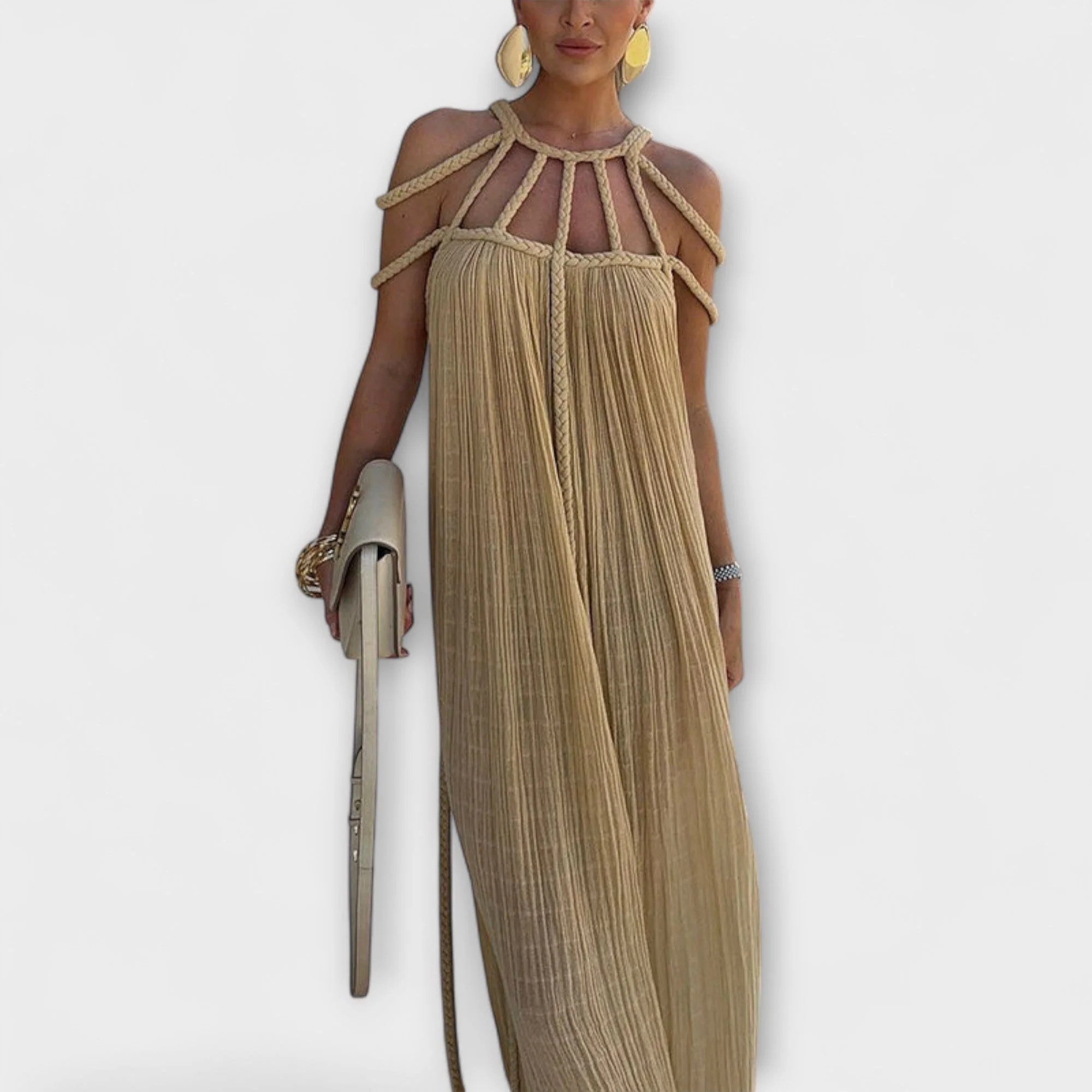 Brinaya – Maxikleid aus Leinenmischung mit geflochtenem Dekolleté - Image 7