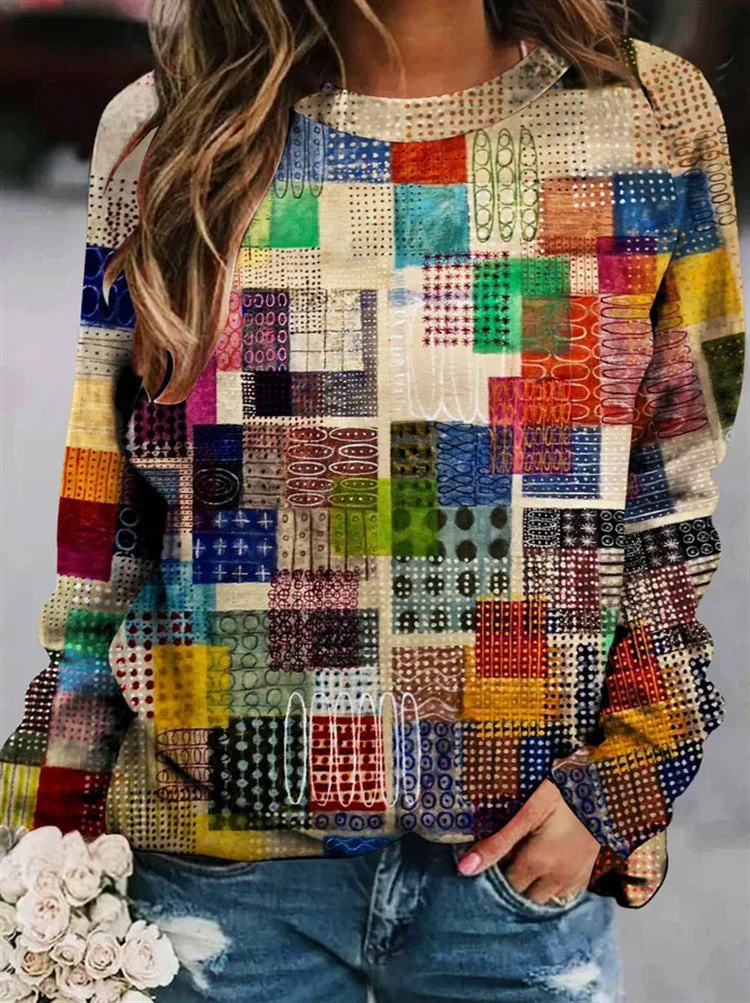 Bunter Patchwork-Pullover für Damen - Image 6