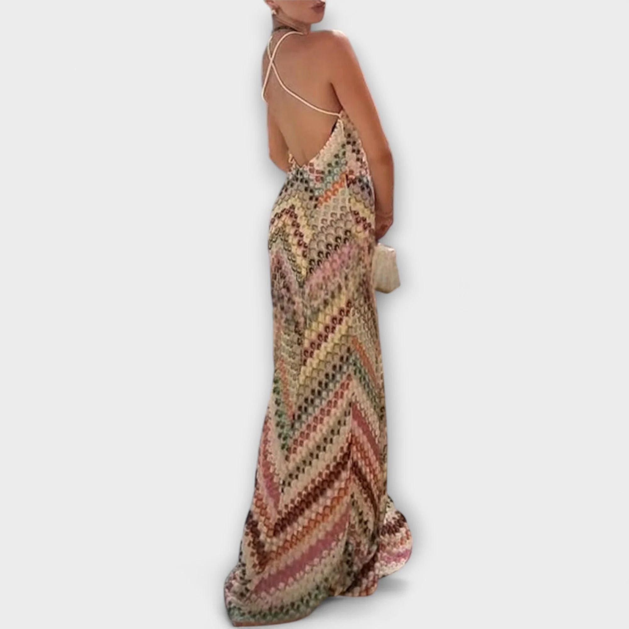 Brigitte | Damen Fischgrätmuster Maxikleid Strick – Strick Maxi Herringbone 2026 - Image 2