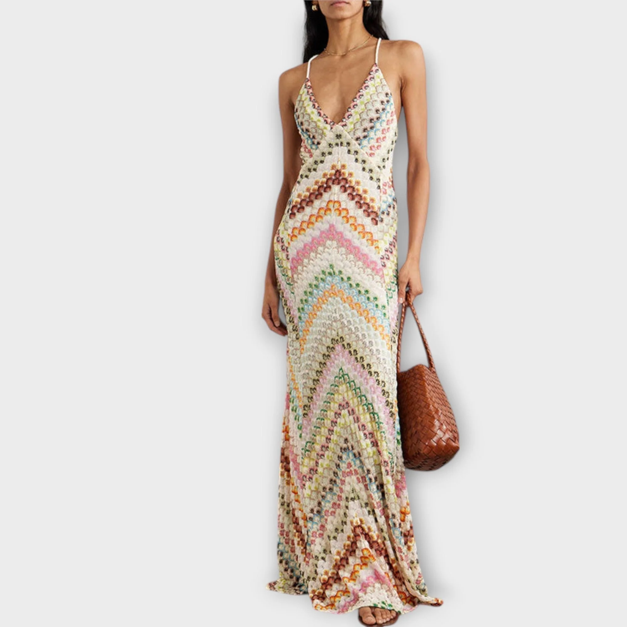 Brigitte | Damen Fischgrätmuster Maxikleid Strick – Strick Maxi Herringbone 2026 - Image 6