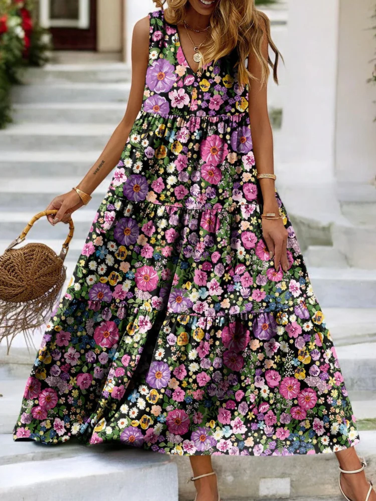 Buntes geblümtes Kleid für Damen | Maxi - Image 3