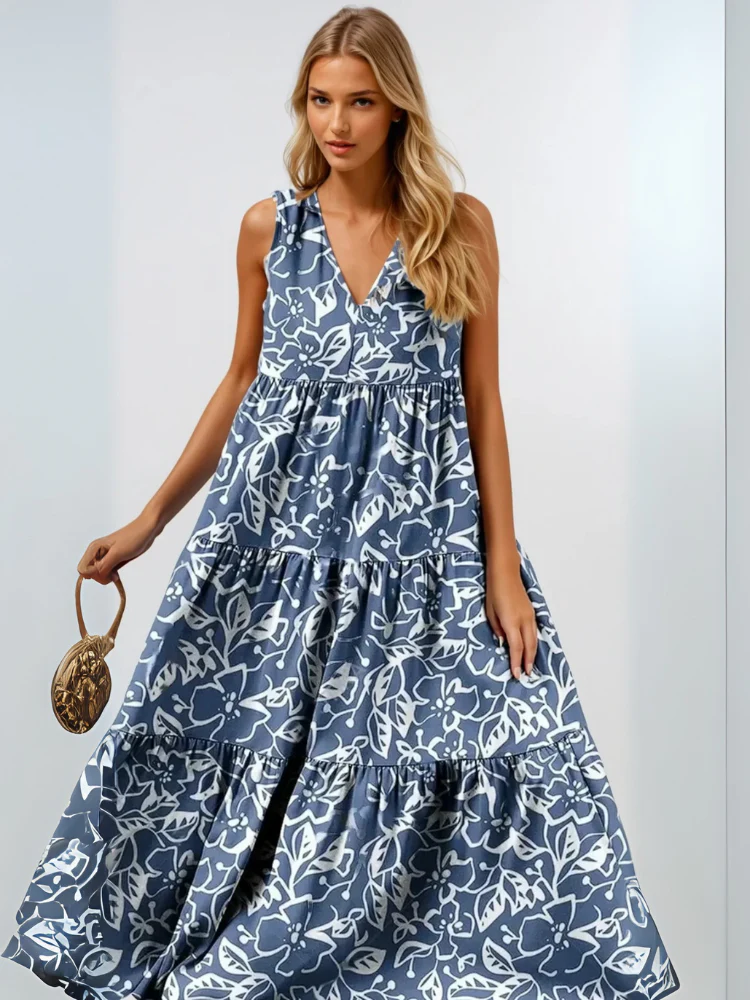 Buntes geblümtes Kleid für Damen | Maxi - Image 4