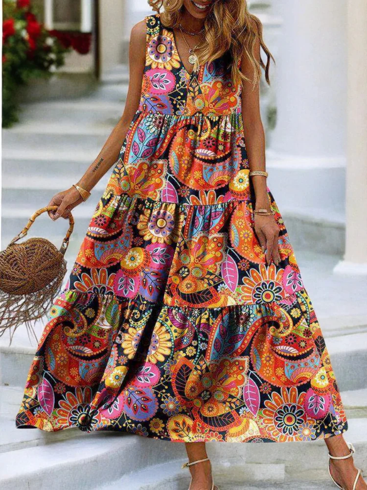 Buntes geblümtes Kleid für Damen | Maxi - Image 5