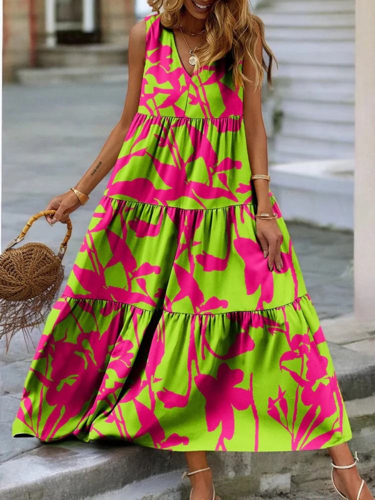 Buntes geblümtes Kleid für Damen | Maxi - Image 6