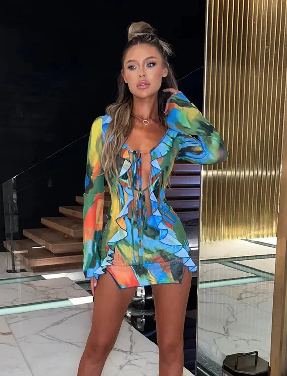 Caelina™ | Bedrucktes Rüschen-Strandkleid - Image 4