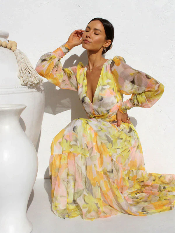 Caelith – Abstraktes Chiffon-Maxikleid - Image 4