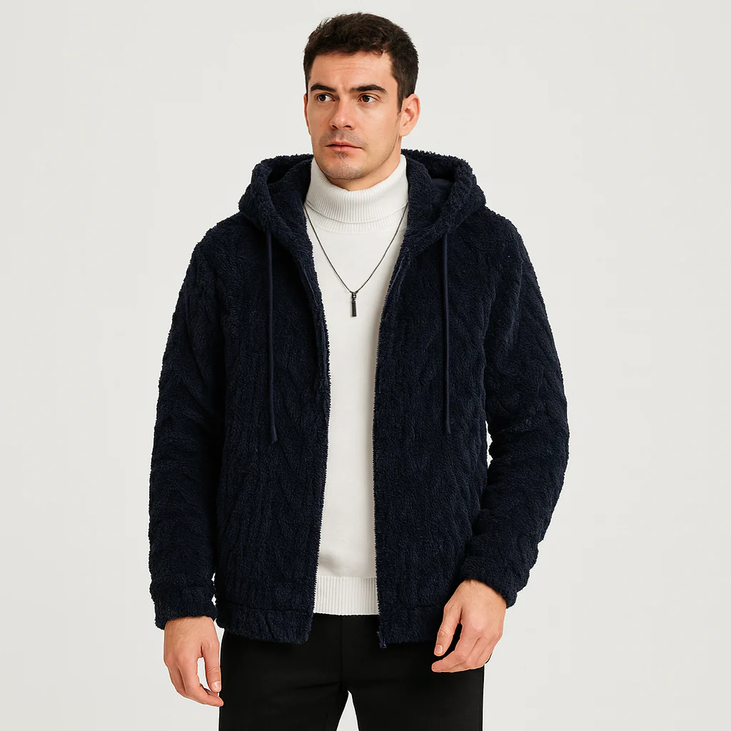 Calum | Einfarbige Fleecejacke mit Kapuze für Herren - Image 3