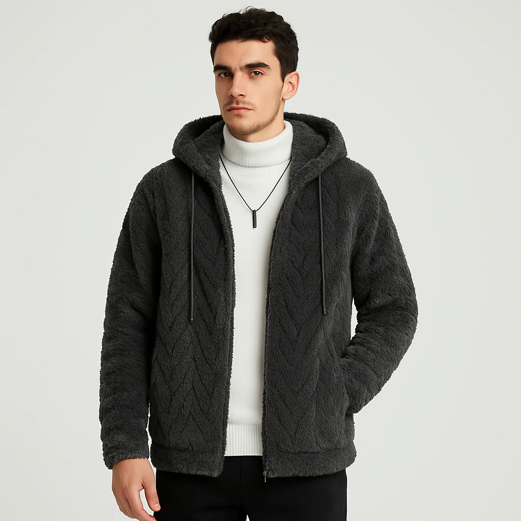 Calum | Einfarbige Fleecejacke mit Kapuze für Herren - Image 6