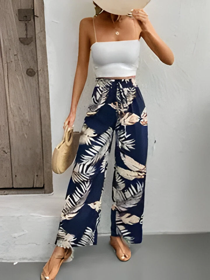 Camilla | Weit geschnittene Hose mit Blumendruck und Kordelzug - Image 3