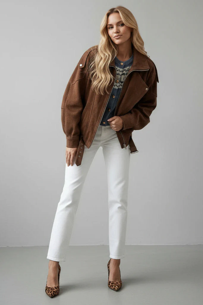 Carla | Braune Oversize-Jacke aus Wildleder für Damen - Image 2