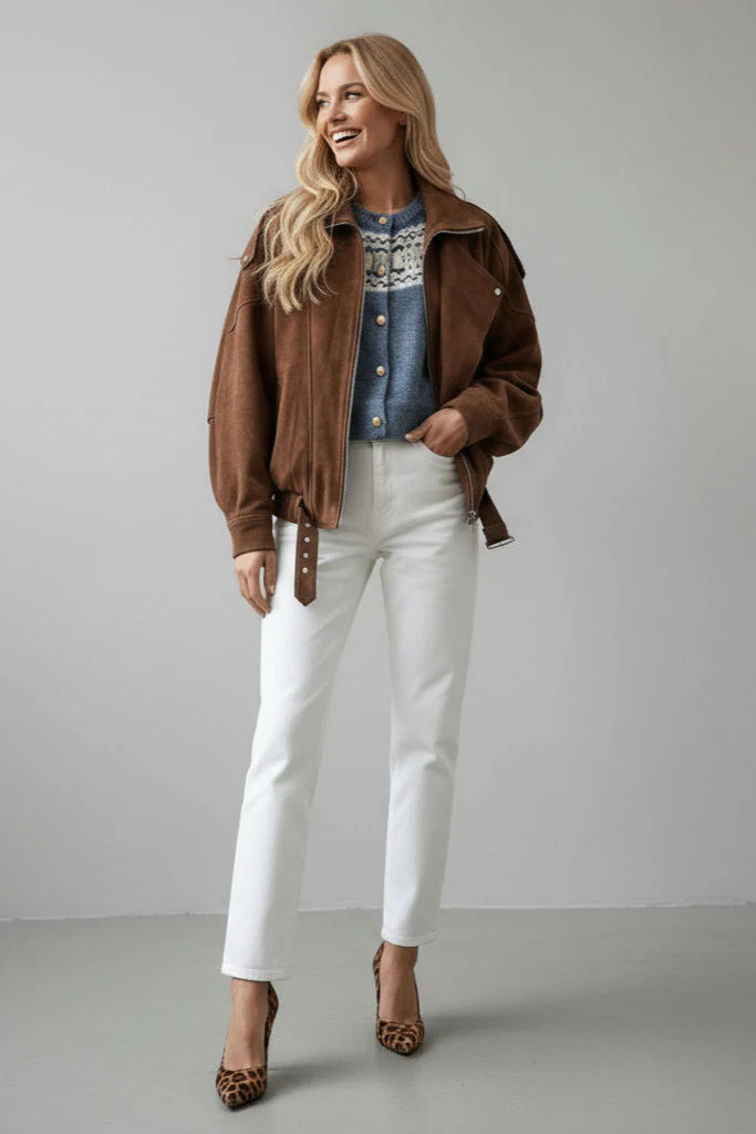 Carla | Braune Oversize-Jacke aus Wildleder für Damen - Image 3