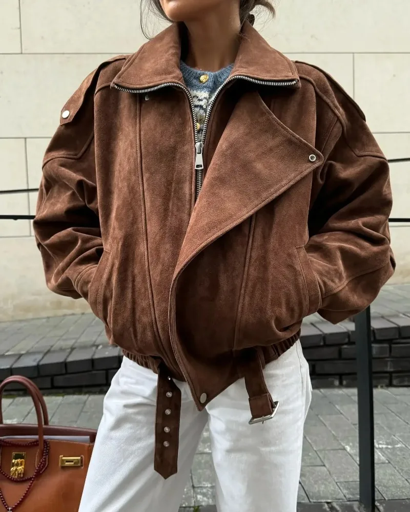 Carla | Braune Oversize-Jacke aus Wildleder für Damen - Image 4