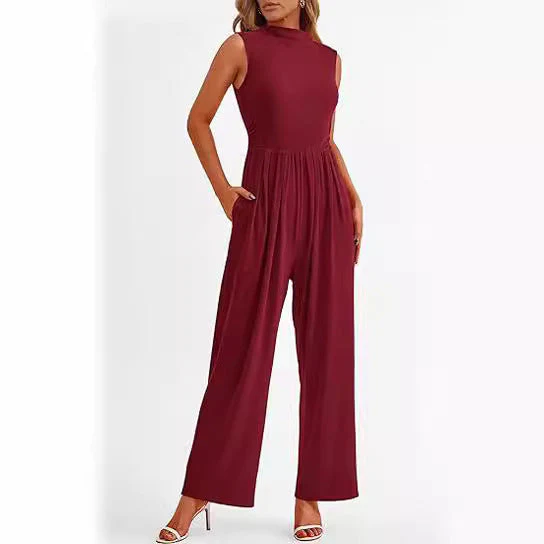 Carmen- Damen Wide Leg Jumpsuit mit hohem Kragen - Image 10