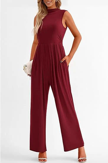 Carmen- Damen Wide Leg Jumpsuit mit hohem Kragen - Image 4