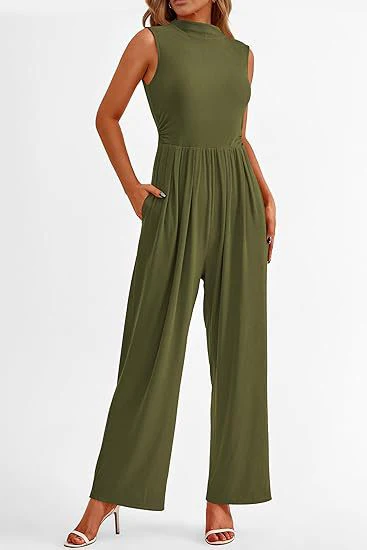 Carmen- Damen Wide Leg Jumpsuit mit hohem Kragen - Image 6