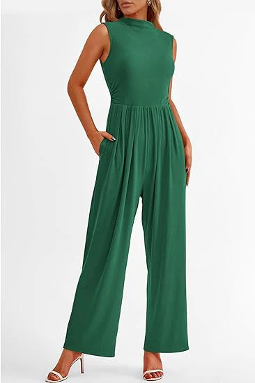 Carmen- Damen Wide Leg Jumpsuit mit hohem Kragen - Image 8