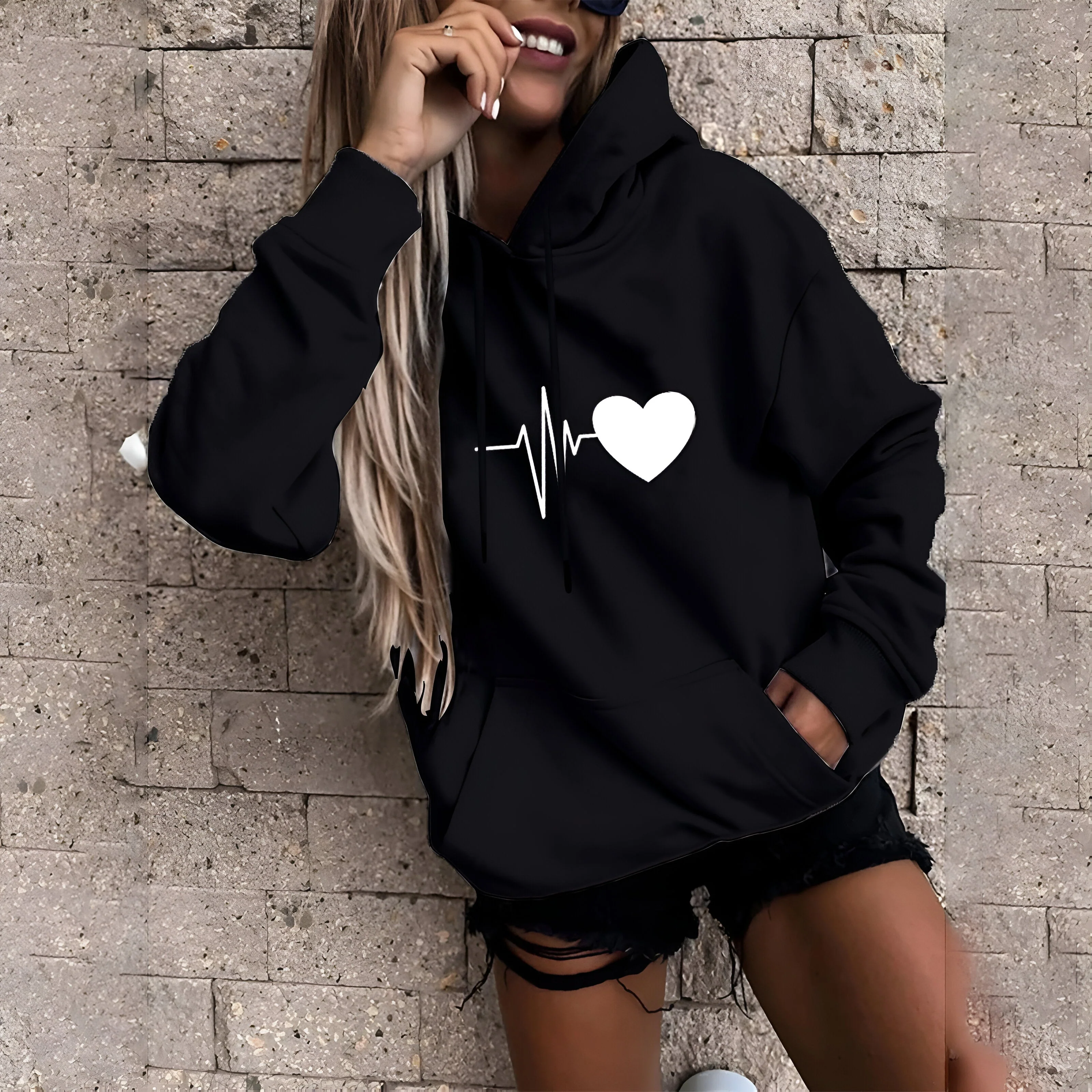Catherine | Lässiges Print Hoodie Sweatshirt - Image 3