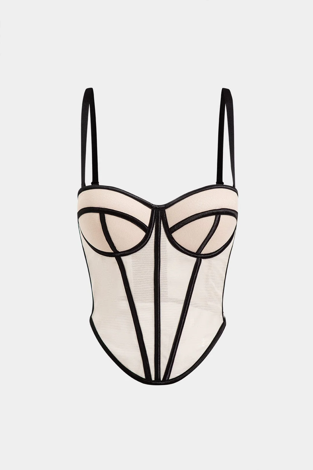 Cecilia | Elegantes Mesh-Korsett-Top mit Kontrastpaspeln - Image 5