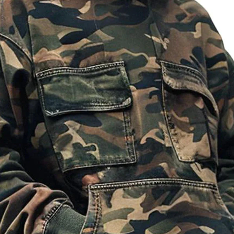 Cedar - Herren Vintage Camouflage Bedruckte Kapuzenpullover - Image 2