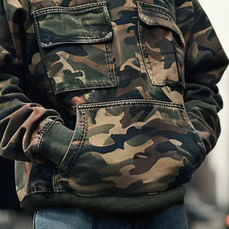 Cedar - Herren Vintage Camouflage Bedruckte Kapuzenpullover - Image 3
