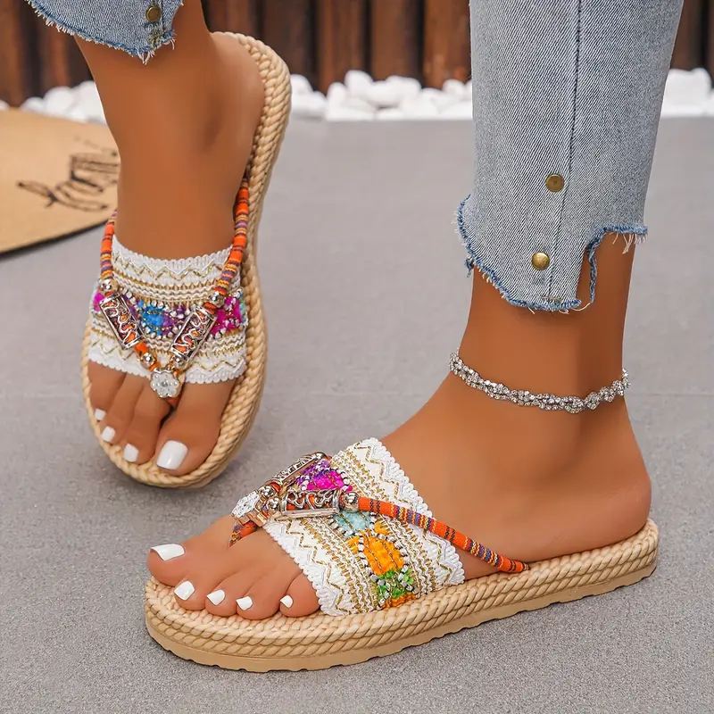 Cedie – Boho-Sandalen mit Perlen und geflochtenem Seil - Image 5