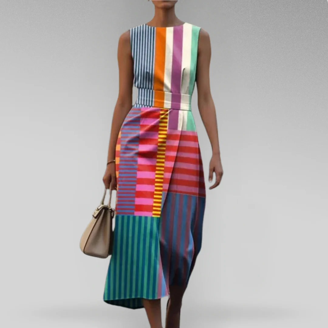Celeste | Elegantes Midi-Kleid mit Farbblockdesign - Image 2
