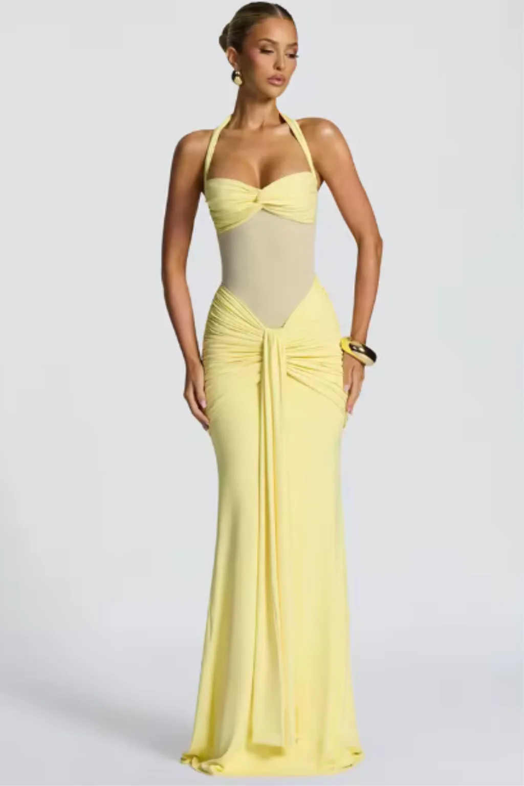 Céline | Damen Neckholder Maxikleid Raffung Hochzeitsgast – Halter Maxi 2026 - Image 3