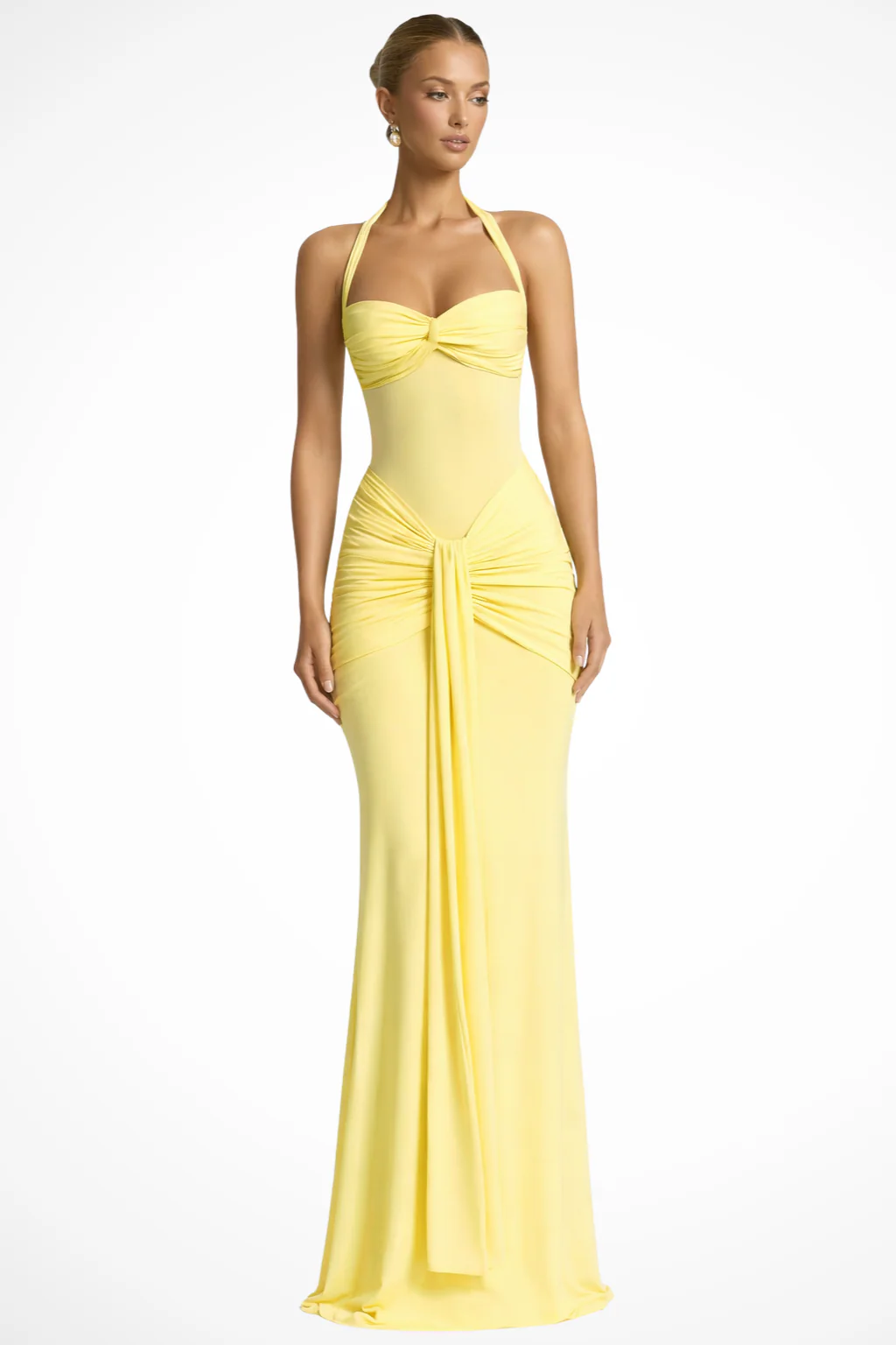 Céline | Damen Neckholder Maxikleid Raffung Hochzeitsgast – Halter Maxi 2026 - Image 6
