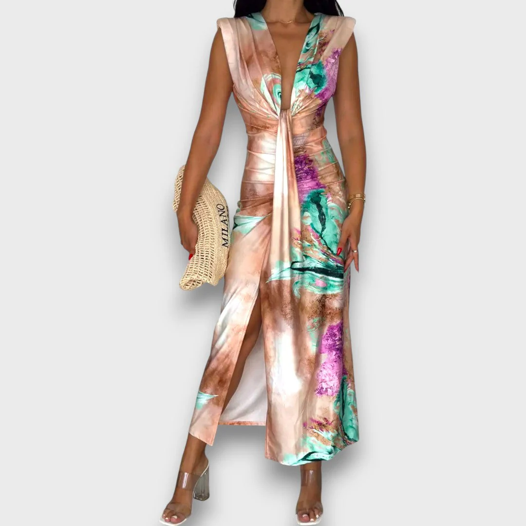 Celinne – Drapiertes Kleid mit Marmorprint - Image 4
