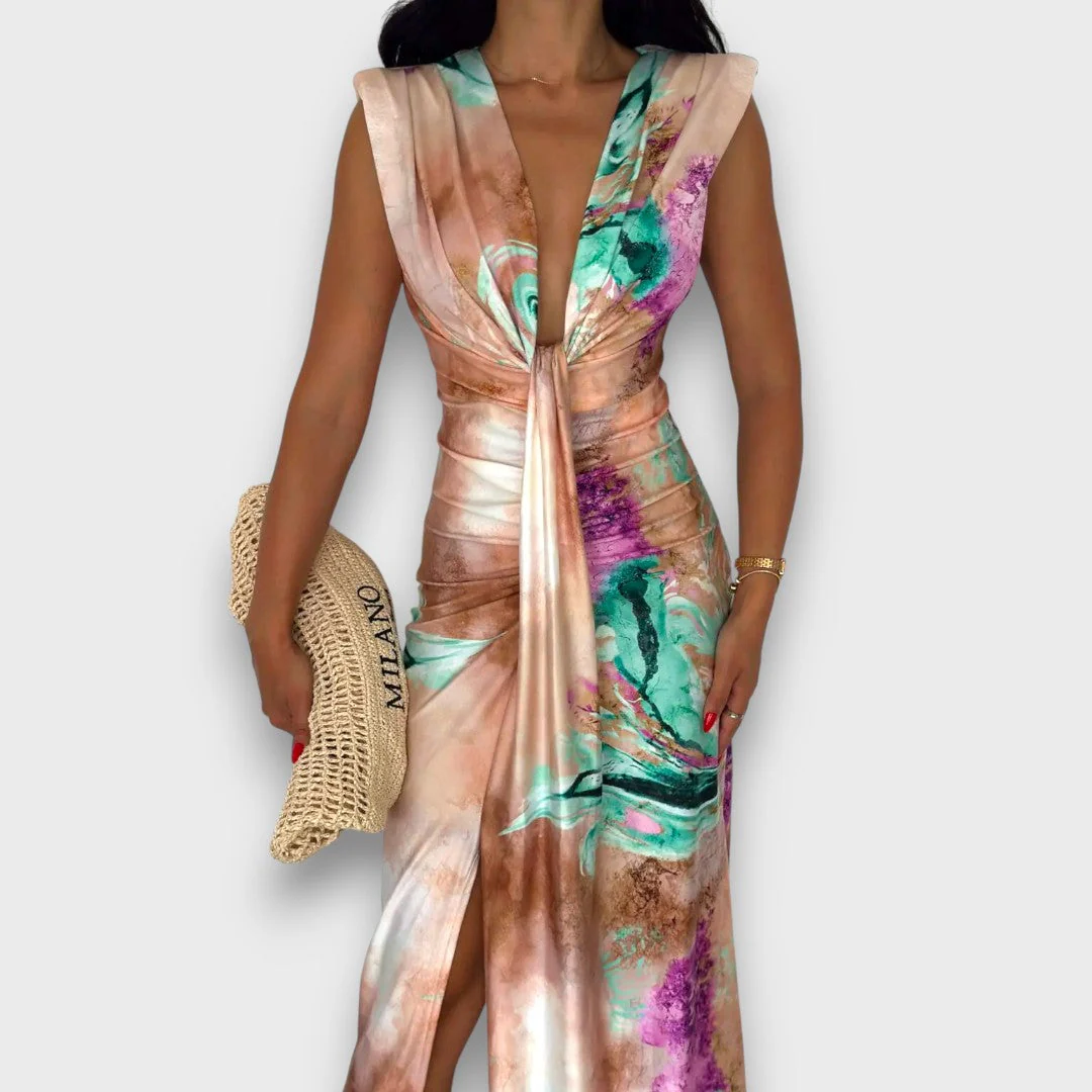 Celinne – Drapiertes Kleid mit Marmorprint - Image 5