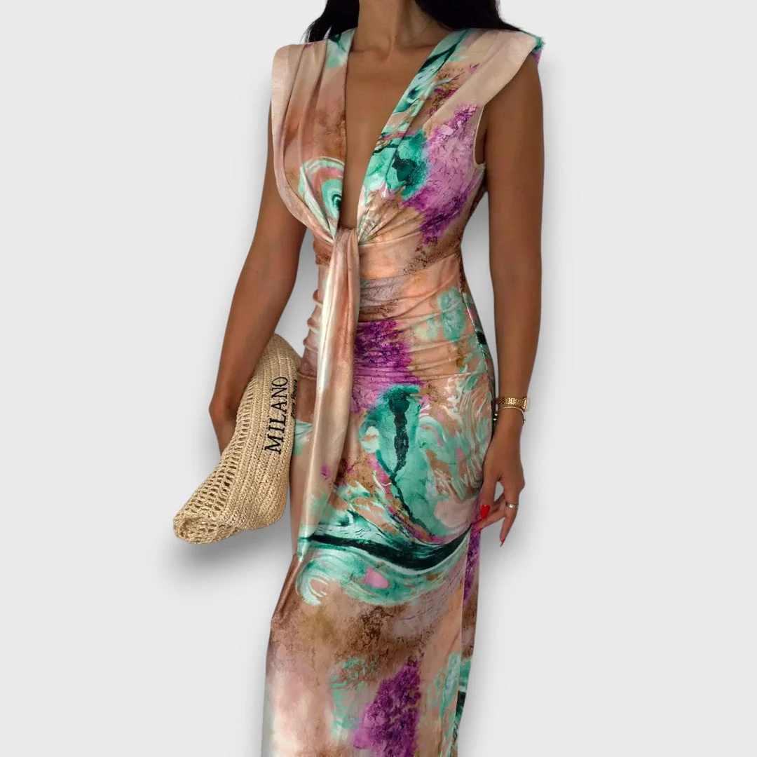 Celinne – Drapiertes Kleid mit Marmorprint - Image 6