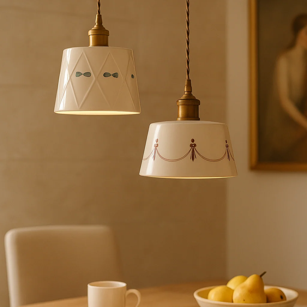 CeramiGlow – Elegante Pendellampe mit klassischem Muster aus Keramik - Image 2
