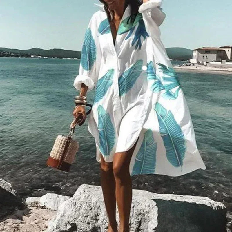 Cezil – Boho-Chic-Strandhemdkleid mit Knopfleiste - Image 2