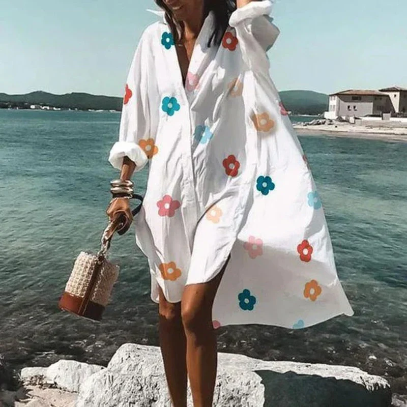Cezil – Boho-Chic-Strandhemdkleid mit Knopfleiste - Image 3