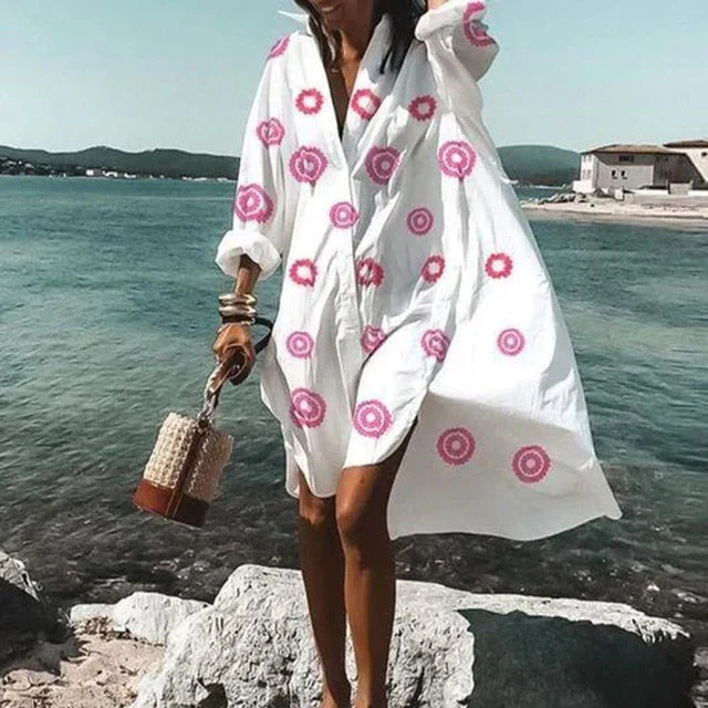 Cezil – Boho-Chic-Strandhemdkleid mit Knopfleiste - Image 4