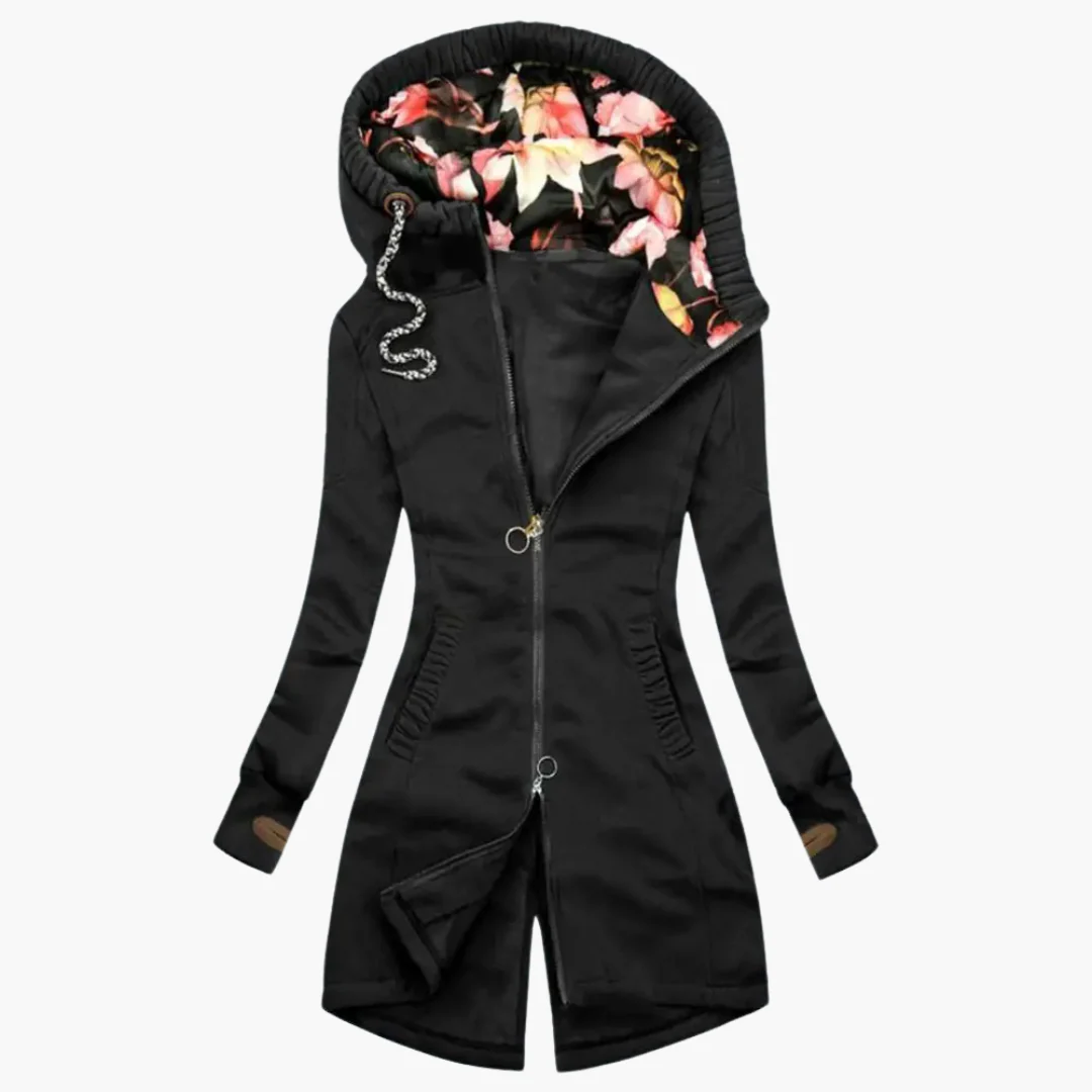 Charlotte – Damen Parka Mit Kapuze Und Innenmuster