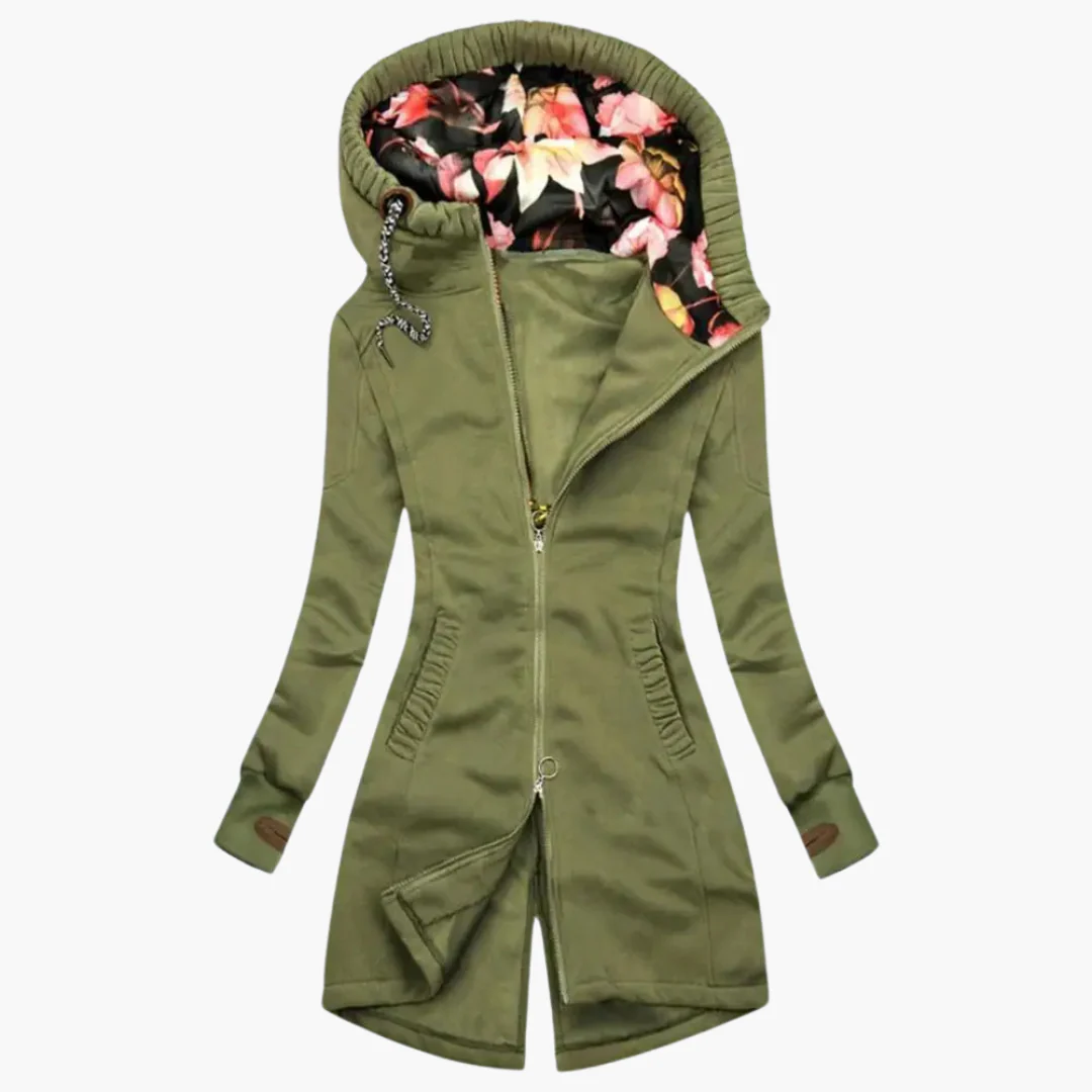 Charlotte – Damen Parka Mit Kapuze Und Innenmuster - Image 3